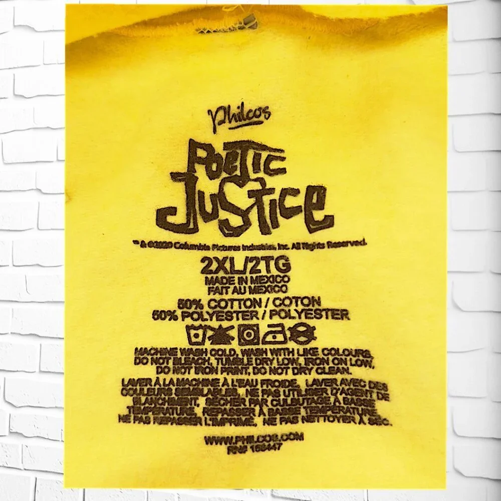 Vintage Tupac "Poetic Justice" oversized hoodie yellow size Mens 2XL - Picture 2 of 4